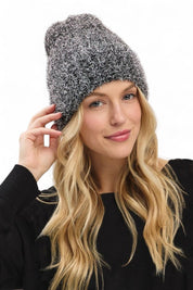Black O S Lurex Fuzzy Winter Beanie | Daverri Fashions