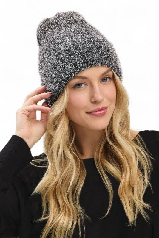 Lurex Fuzzy Winter Beanie - DAVERRI FASHIONS