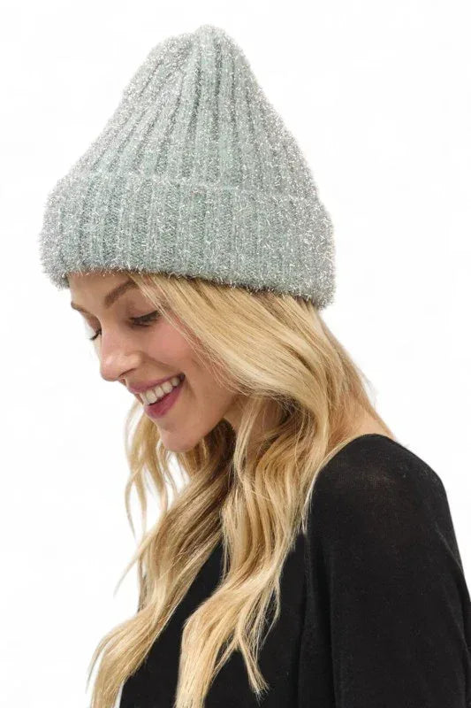 Lurex Fuzzy Winter Beanie - DAVERRI FASHIONS