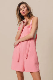 BiBi Texured Jacquard Romper with Side Pockets | Rompers Daverri Fashions