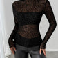 Leopard Print Mesh Long Sleeve T-Shirt - DAVERRI FASHIONS