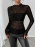 Leopard Print Mesh Long Sleeve T-Shirt - DAVERRI FASHIONS