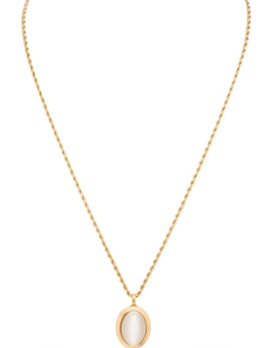 Opal Stone Pendant Stainless Steel Necklae | Necklaces Daverri Fashions