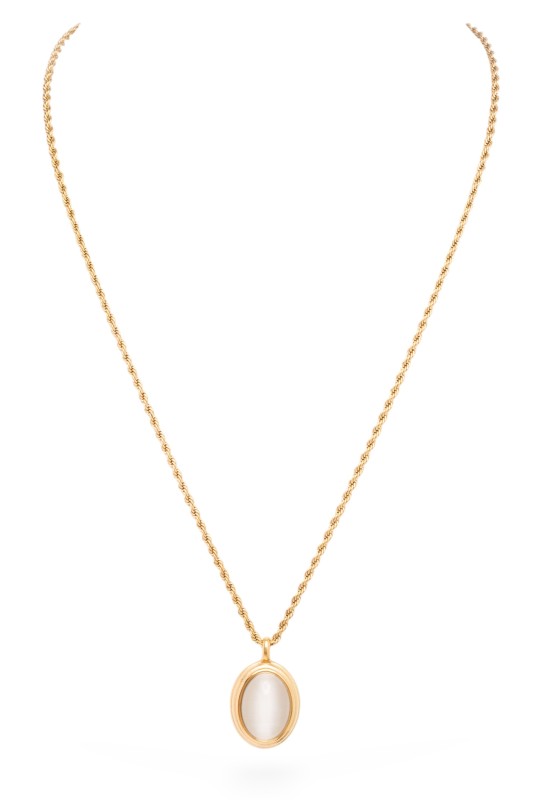 Opal Stone Pendant Stainless Steel Necklae | Necklaces Daverri Fashions