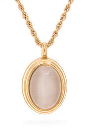 Gold O S Opal Stone Pendant Stainless Steel Necklae | Necklaces Daverri Fashions