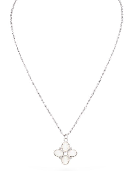 Opal Clover Stone Pendant Necklace | Necklaces Daverri Fashions
