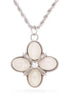 Opal Clover Stone Pendant Necklace - DAVERRI FASHIONS