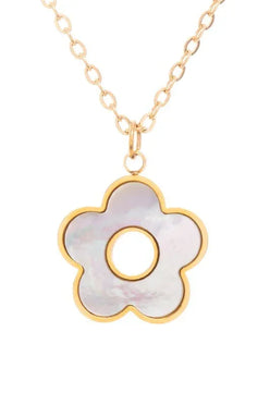 MOP Flower Pendant Neckle - DAVERRI FASHIONS