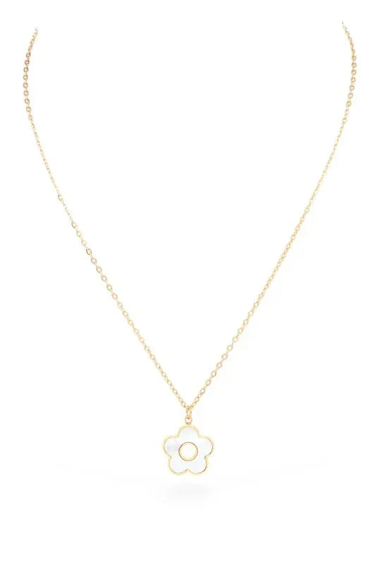 MOP Flower Pendant Neckle - DAVERRI FASHIONS