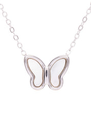 Silver O S MOP Petite Butterfly Pendant Necklace | Necklaces Daverri Fashions