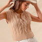 SO ME Notched Neck Cable Knit Sweater Vest OATMEAL M