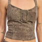 Bustier Belted Denim Crop Top with Buckle Detail - DAVERRI FASHIONS