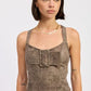 Bustier Belted Denim Crop Top with Buckle Detail - DAVERRI FASHIONS