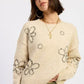 Floral Whipstitch Sweater - DAVERRI FASHIONS