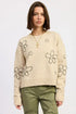 Floral Whipstitch Sweater - DAVERRI FASHIONS
