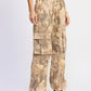 Emory Park Woodland Camo floral cargo pants in beige and tan