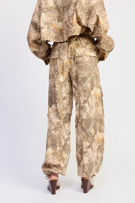 Emory Park Woodland Camo Cargo Pants in earthy camouflage pattern