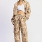 Emory Park Woodland Camo Cargo Pants in beige tan camo with drawstring waist