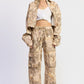 Emory Park Woodland Camo oversized jacket in beige tan floral pattern