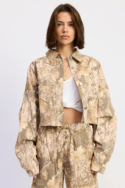 Emory Park Woodland Camo oversized beige-brown jacket