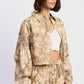 Emory Park woodland camo oversized jacket in beige and brown with puffed sleeves