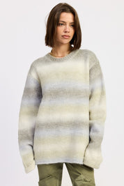OLIVE MULTI OMBRE STRIPED SWEATER | Daverri Fashions