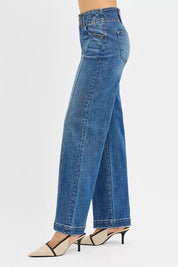 RISEN Mid Rise Fit Wide Baggy Jeans | Daverri Fashions