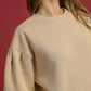 Umgee Round Neck Sweatshirt with Pleated Detail Sweatshirts