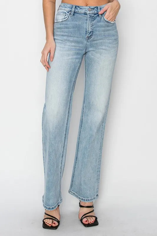 RISEN High Rise Straight Jeans | Daverri Fashions