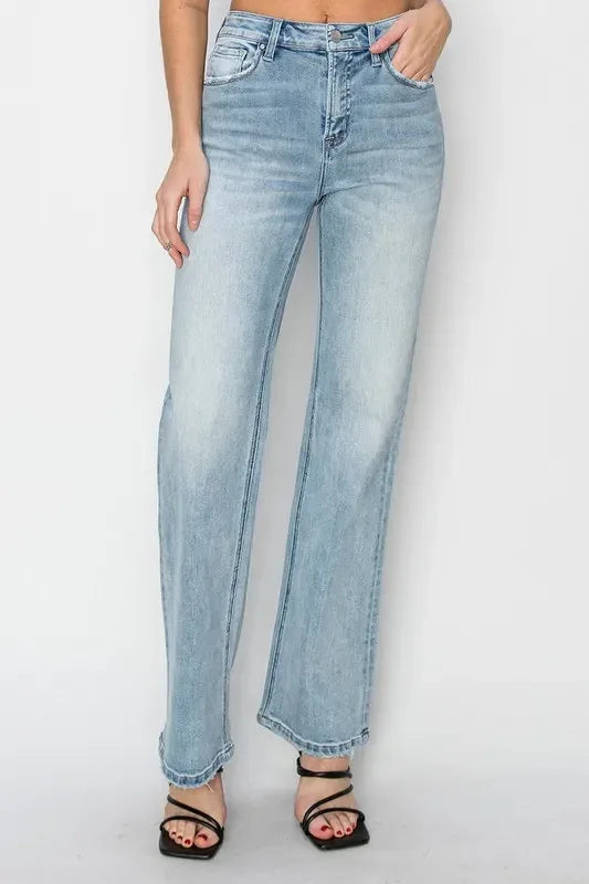 RISEN High Rise Straight Jeans - DAVERRI FASHIONS