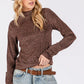 SAGE + FIG Glitter Mock Neck Lettuce Hem Long Sleeve Top Tops