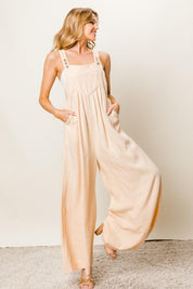 BiBi Texture Sleeveless Wide Leg Jumpsuit Jumpsuits