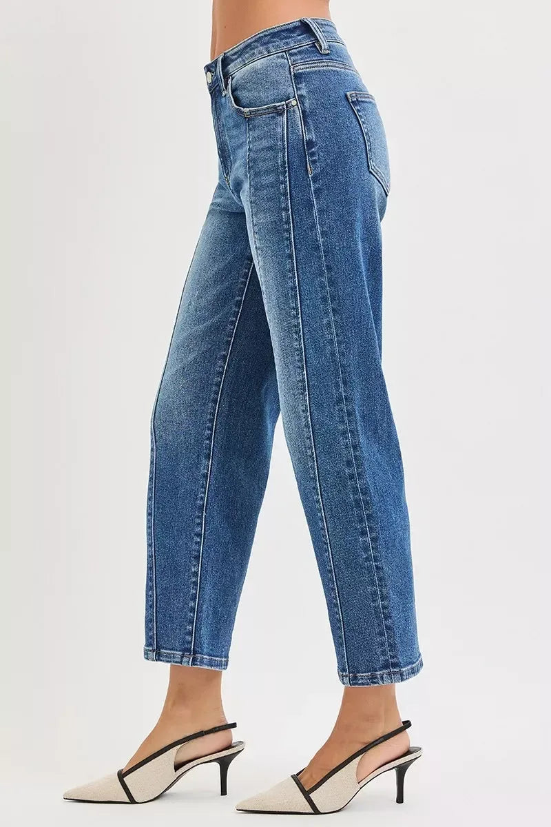 RISEN High Rise Crop Straight Jeans - DAVERRI FASHIONS