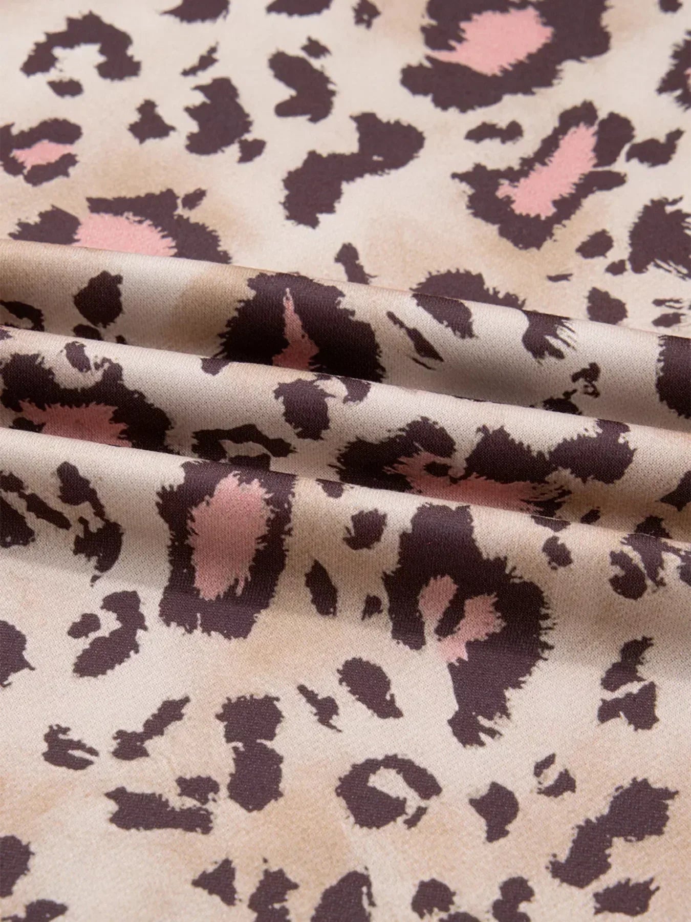 Plus Size Leopard Long Sleeve Drawstring Hoodie - DAVERRI FASHIONS