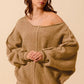SO ME Loose Fit Exposed Seam Slouchy Boucle Sweater Taupe - DAVERRI FASHIONS