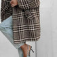 Houndstooth Collared Neck Long Sleeve Coat with Pockets - DAVERRI FASHIONS