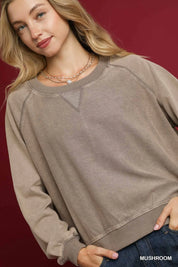 Umgee Mineral Wash French Terry Sweatshirt | Sweatshirts Daverri Fashions