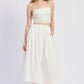 White cropped top with ring straps and gathered bodice over Emory Park skirt