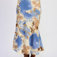 Emory Park floral watercolor midi skirt with high waist and flared hem