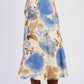 Cream Emory Park bias abstract belted maxi skirt with blue brown splatters