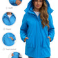 Bright blue Daverri Fashions hooded mid-length windproof parka with fleece lining