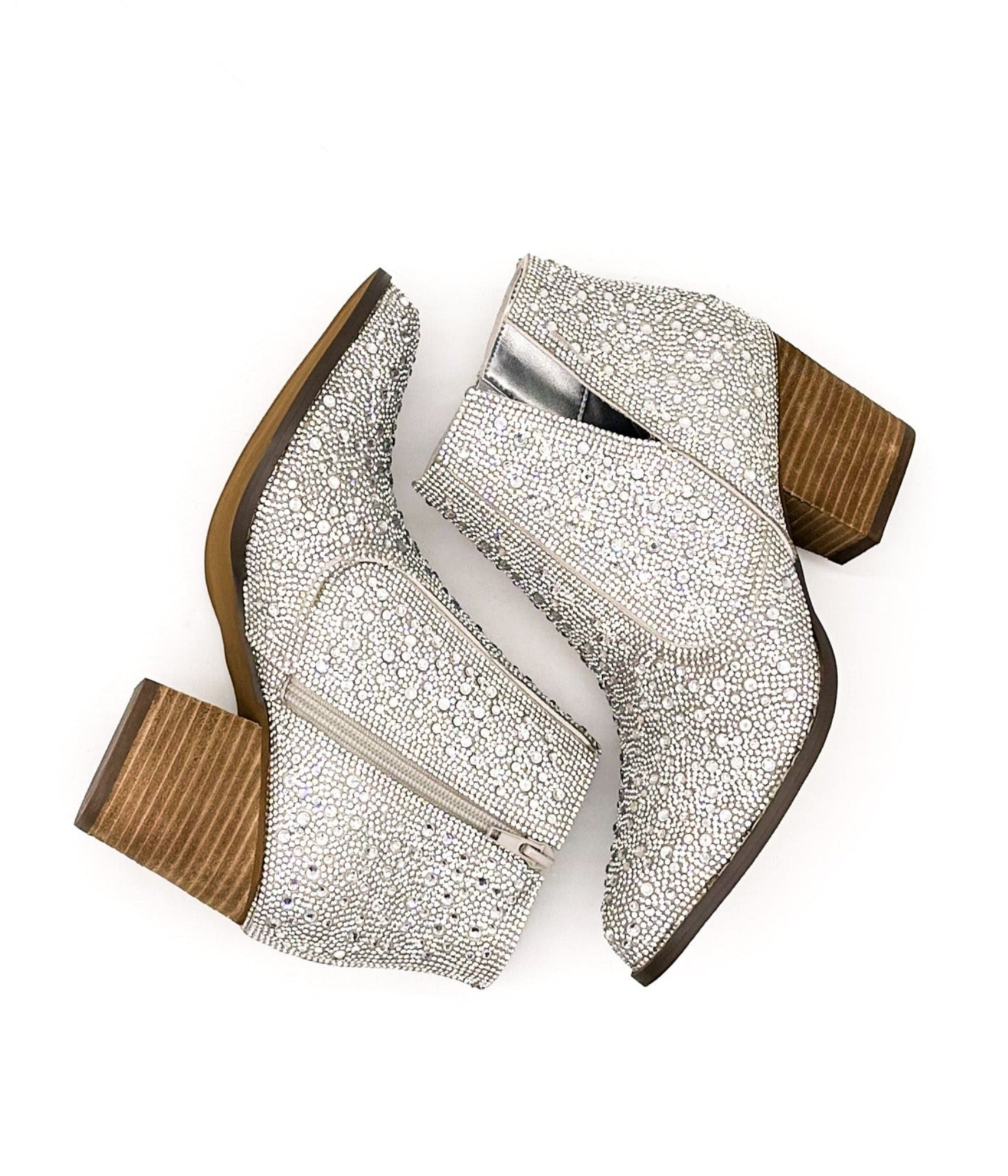 Shine Star Rhinestone Bootie in Silver Shoes