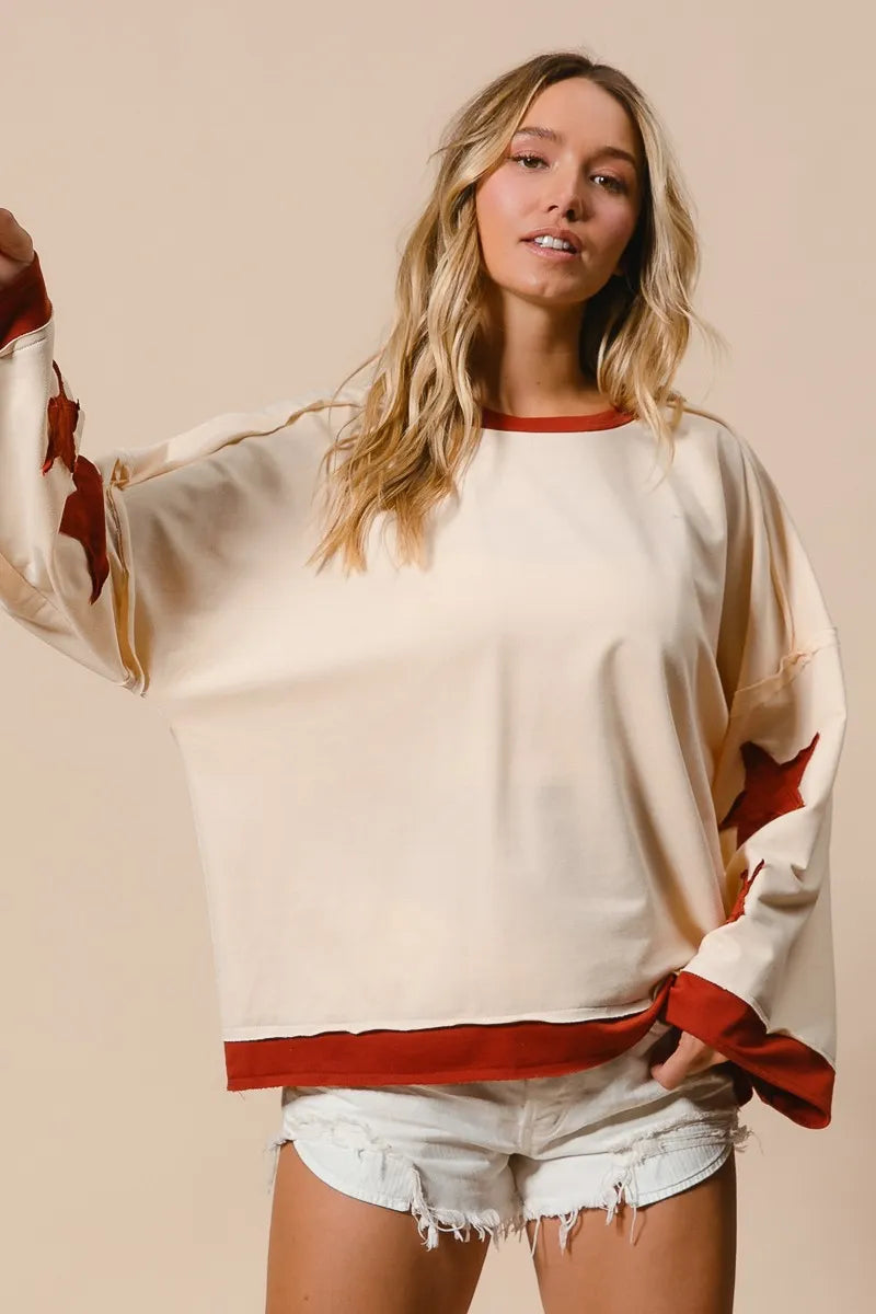 BiBi French Terry Top With Patch Detail Sweatshirt Sweatshirts