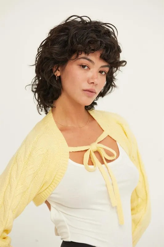HYFVE Cable-Knit Tie-Front Shrug | Daverri Fashions