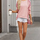 Blush Pink Round Neck Long Sleeve Sweatshirt - DAVERRI FASHIONS
