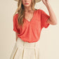 Aemi + Co Side Slit V-Neck Short Rolled Sleeve T-Shirt T-Shirts