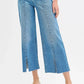RISEN Tummy Control Mid Rise Crop Wide Front Slit Jeans - DAVERRI FASHIONS