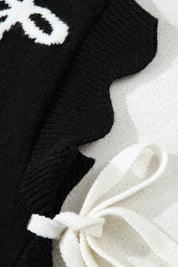 Bow Side Ties Scalloped Hem Cap Sleeve Sweater | Sweaters Daverri Fashions
