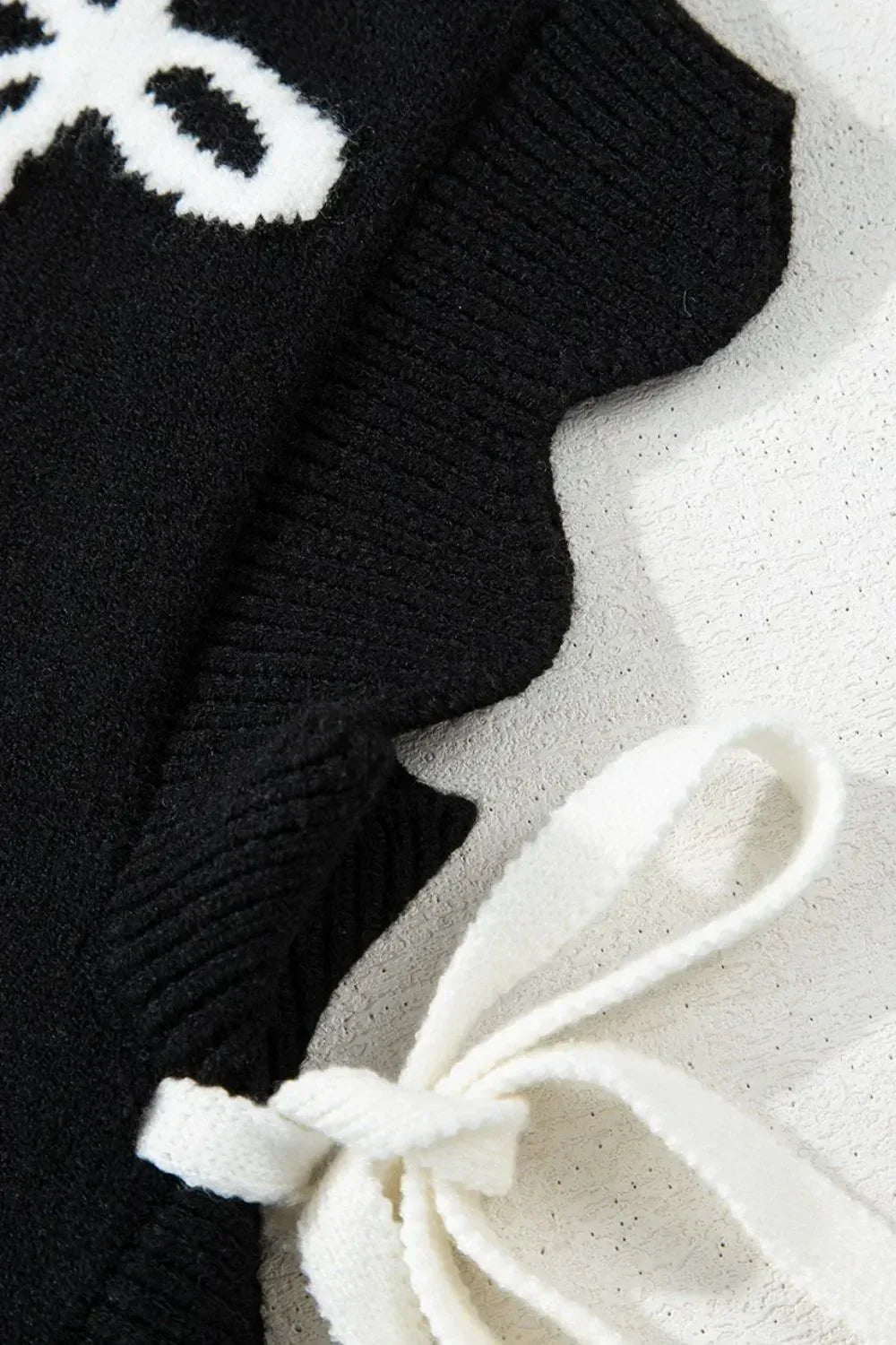 Bow Side Ties Scalloped Hem Cap Sleeve Sweater - DAVERRI FASHIONS