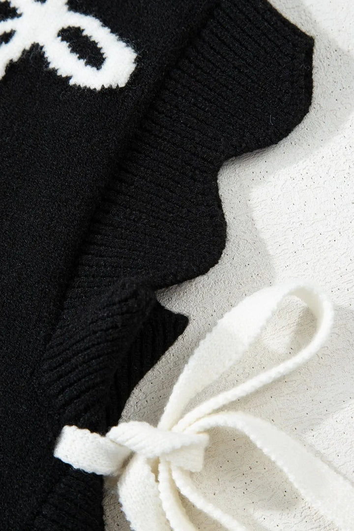 Bow Side Ties Scalloped Hem Cap Sleeve Sweater | Sweaters Daverri Fashions